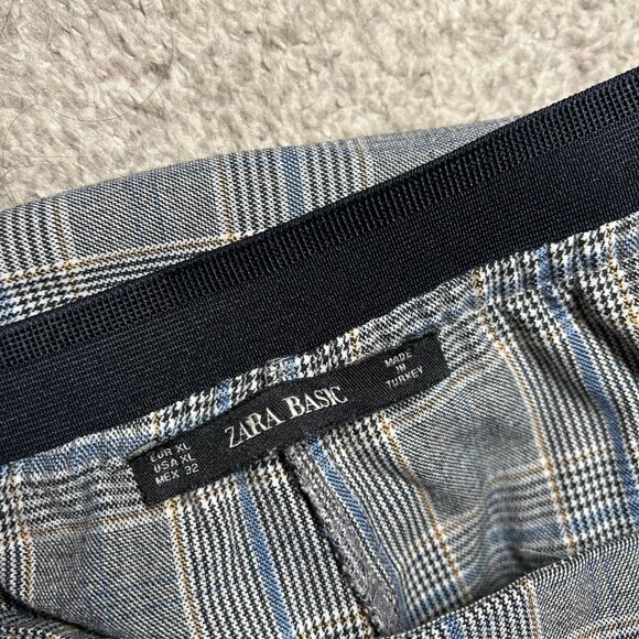 Zara Basic XL Grey Plaid Tapered Ankle Pants - Picture 4 of 7